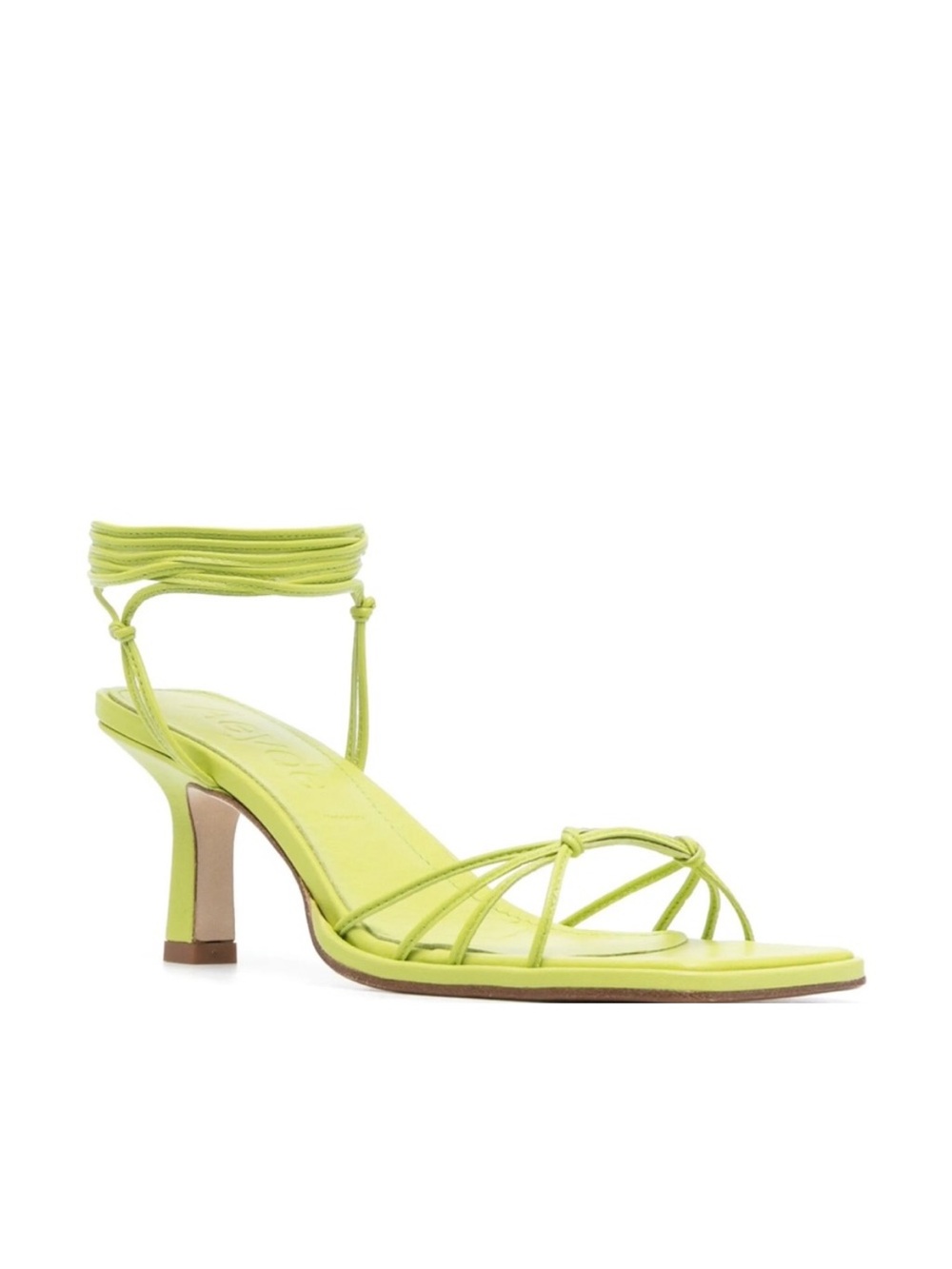 Aeyde Lime Green Strappy Ankle-Tie Heeled Sandals